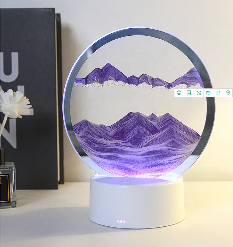 3D Quicksand Decorative Table Lamp Dynamic Hourglass Led Night Light Birthday Gift Art Sand Decoration Lighting