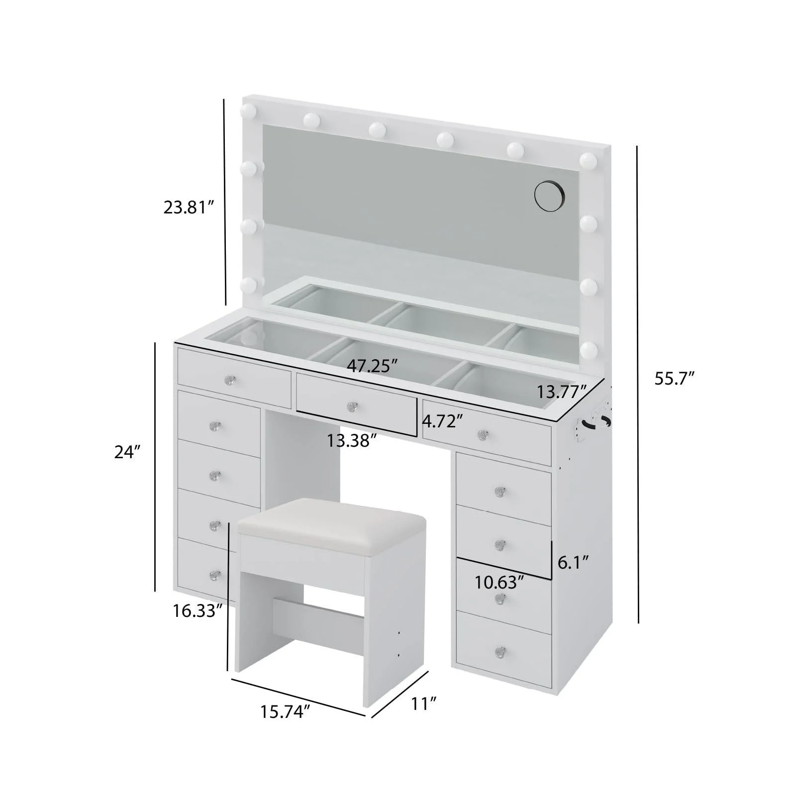 Wholesale Makeup Vanity White Modern Custom Design Simple Multi Functional Led Dressing Table With Mirror for Bedroom