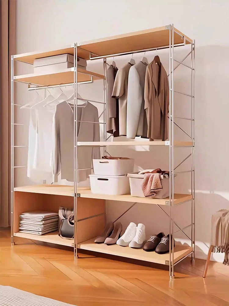 Modern Bedroom Furniture Metal Wood Storage with Wardrobe and Display Racks for Bathroom