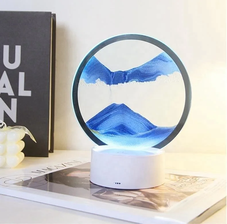 3D Quicksand Decorative Table Lamp Dynamic Hourglass Led Night Light Birthday Gift Art Sand Decoration Lighting