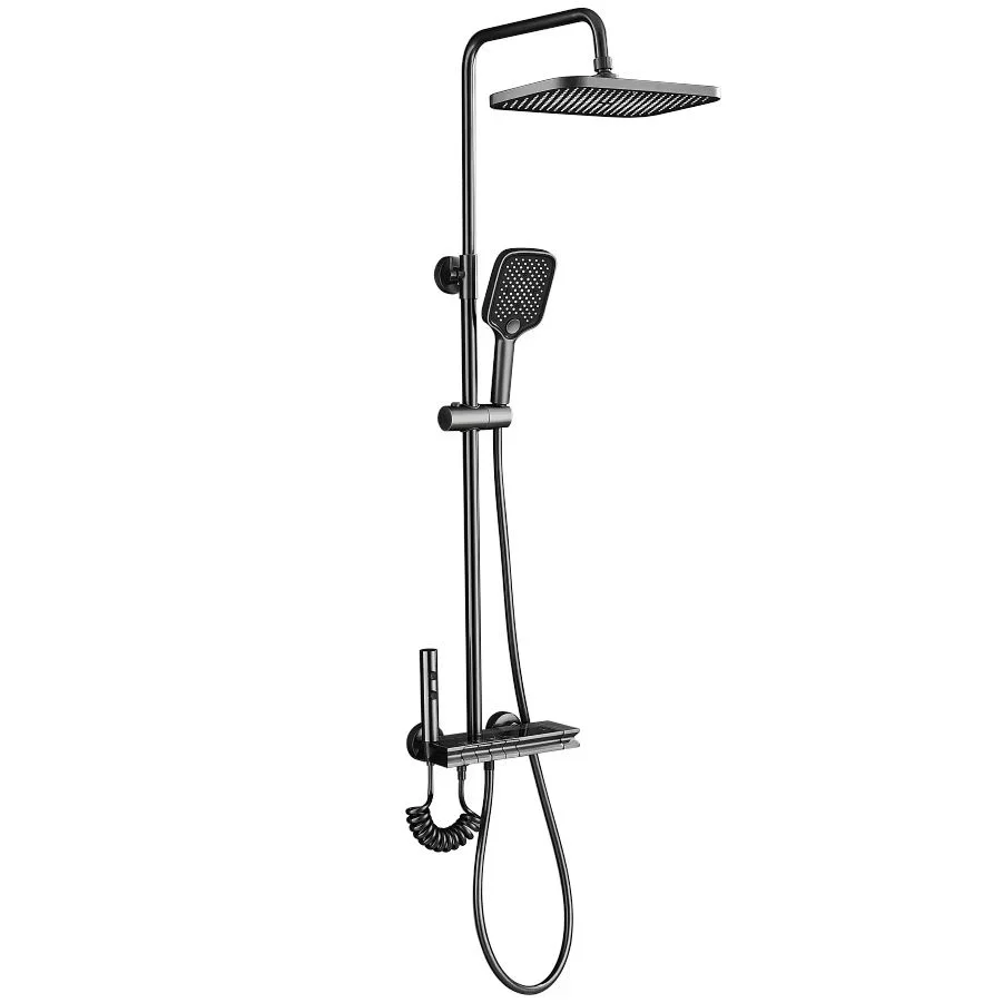 Brass Bathroom Digital Waterfall Wall Mounted Bathroom Shower System Set Rain Piano Smart Massage Shower Set With Thermostat