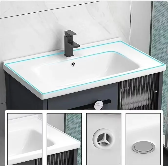 Custom High Quality Modern Design Aluminum Bathroom Cabinet with LED Mirror Wall Mounted for Hotel Use