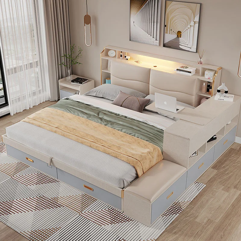 Modern Home Furniture Bedroom Set Storage Queen Bed Frame Multifunctional Tatami King Size Wooden Beds