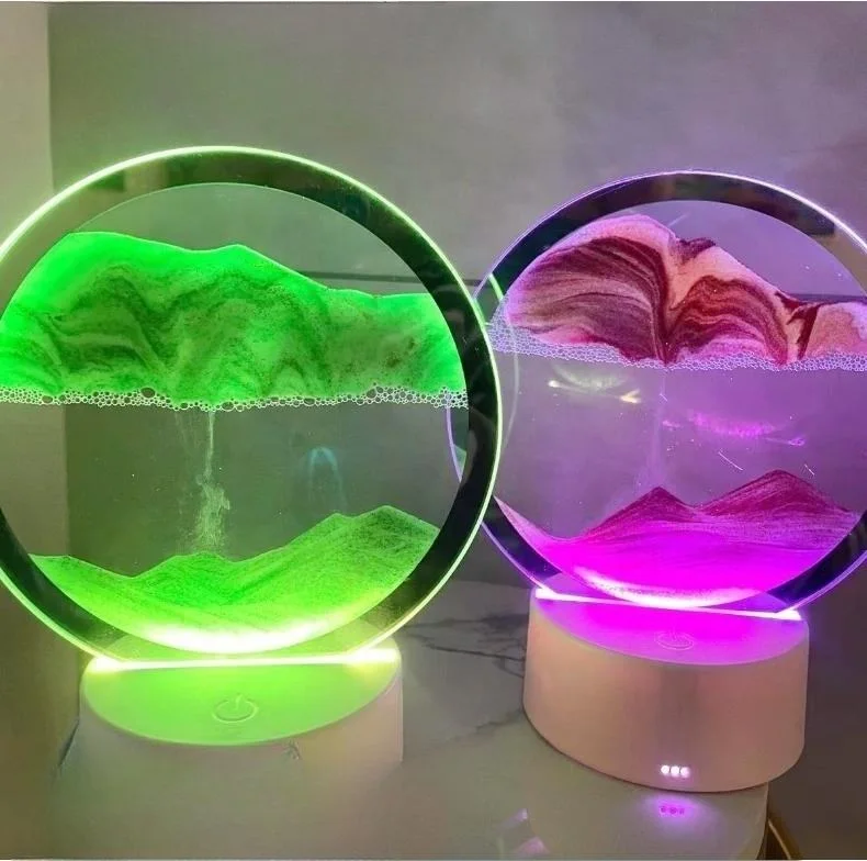 3D Quicksand Decorative Table Lamp Dynamic Hourglass Led Night Light Birthday Gift Art Sand Decoration Lighting