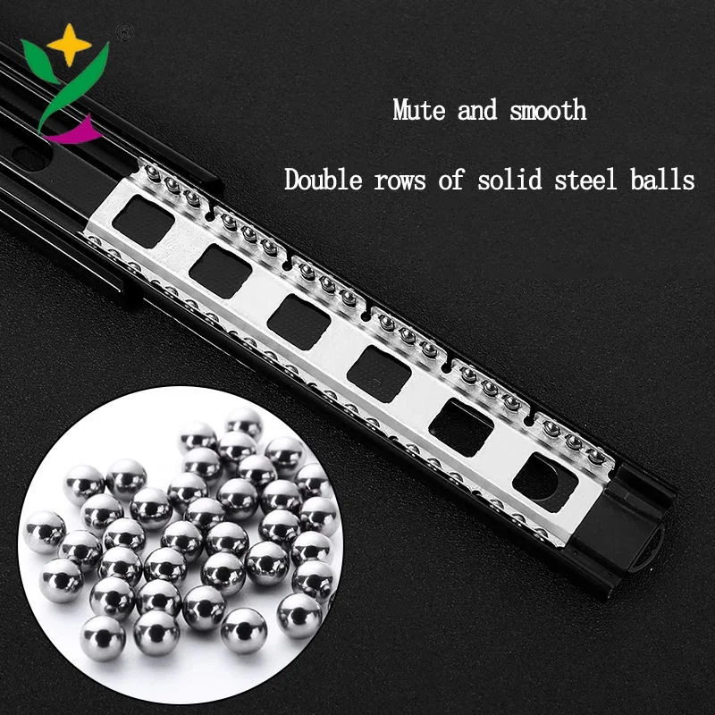 YUXING 45mm Kitchen Furniture Slide Rail Telescopic Channel 3-Fold Full Extension Ball Bearing Cabinet Drawer Slide