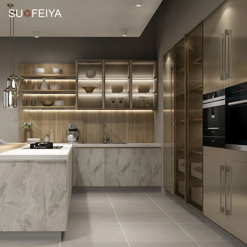 Solid Wood Kitchen Cabinets Cupboard Wooden Cupboards Furniture for Kitchen