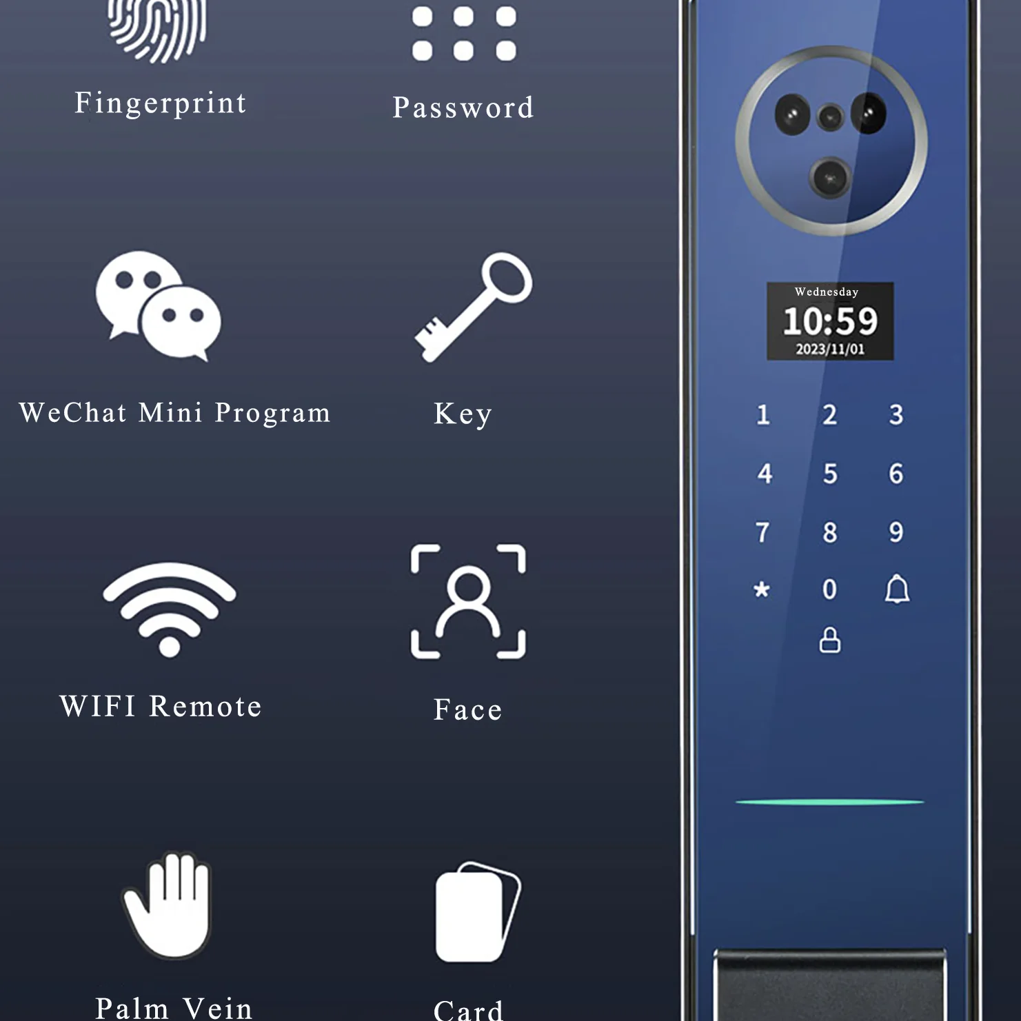 High end palm vein recognition steel electric gate smart front door lock