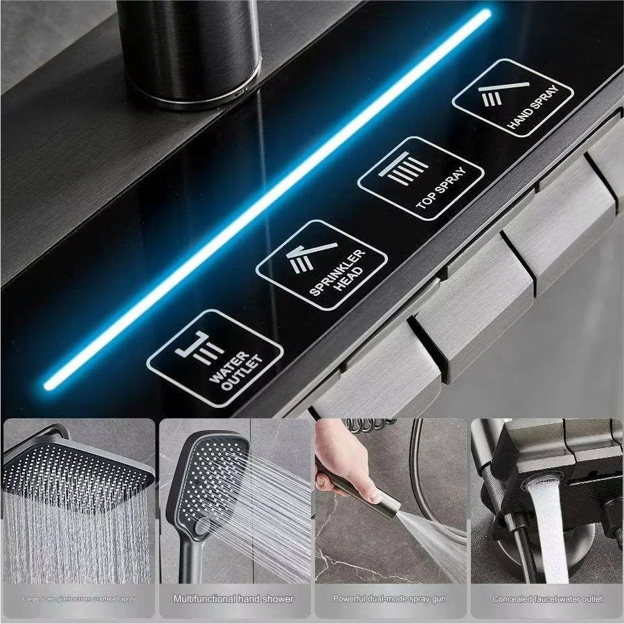 Brass Bathroom Digital Waterfall Wall Mounted Bathroom Shower System Set Rain Piano Smart Massage Shower Set With Thermostat