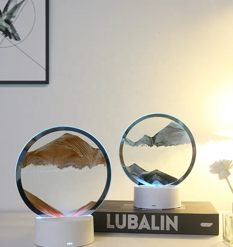 3D Quicksand Decorative Table Lamp Dynamic Hourglass Led Night Light Birthday Gift Art Sand Decoration Lighting