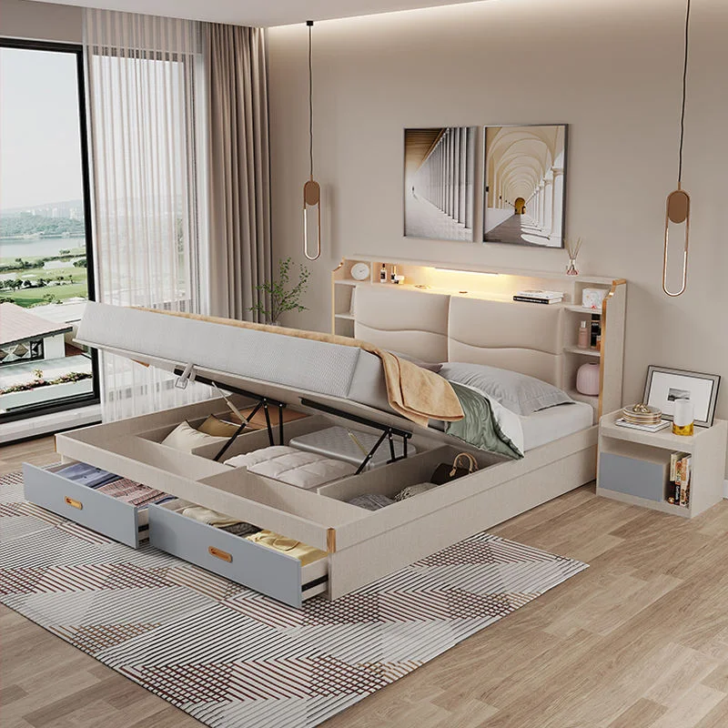 Modern Home Furniture Bedroom Set Storage Queen Bed Frame Multifunctional Tatami King Size Wooden Beds