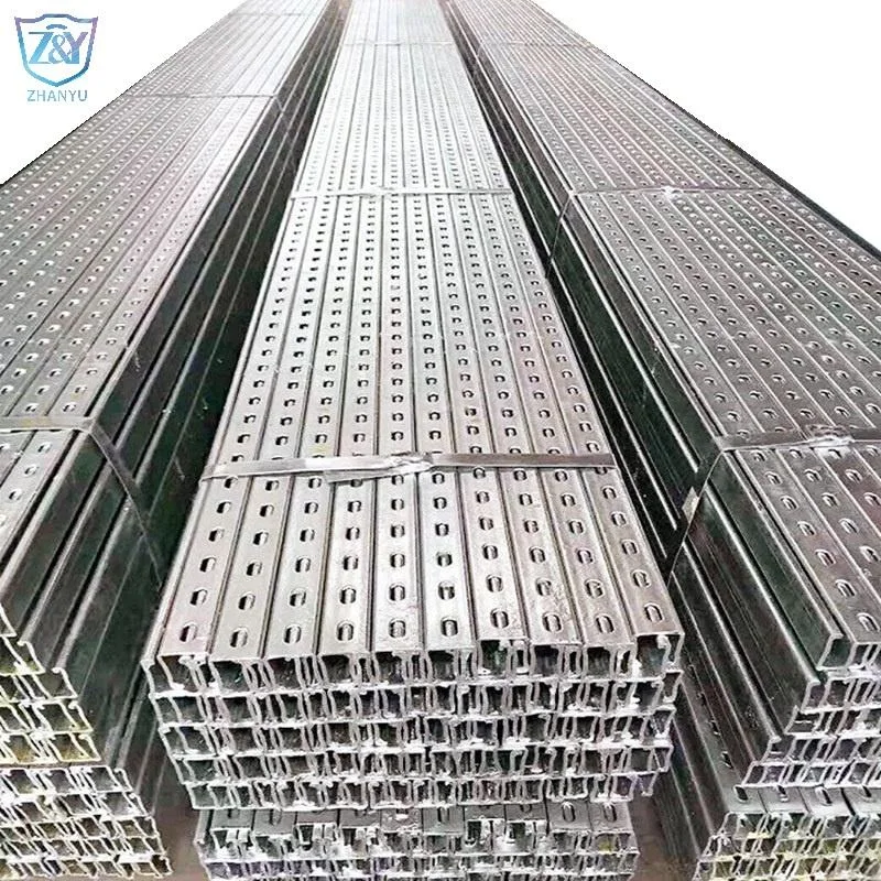 ZHANYU Stainless Steel Riel Strut / Carbon Steel / Alloy Steel Cable Tray and Cable Ladder Strut Slotted C Channel Steel