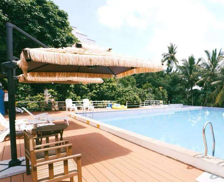 Sonnenschirm Fancy 9ft Swimming Pool Sombrilla Parasol De Jardin Offset Tatched Straw Outdoor Garden Patio Umbrella