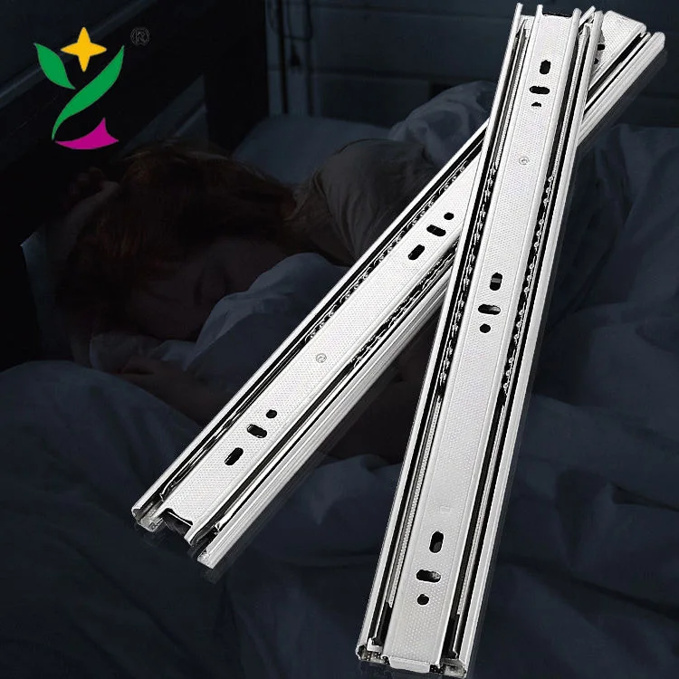 YUXING 45mm Kitchen Furniture Slide Rail Telescopic Channel 3-Fold Full Extension Ball Bearing Cabinet Drawer Slide