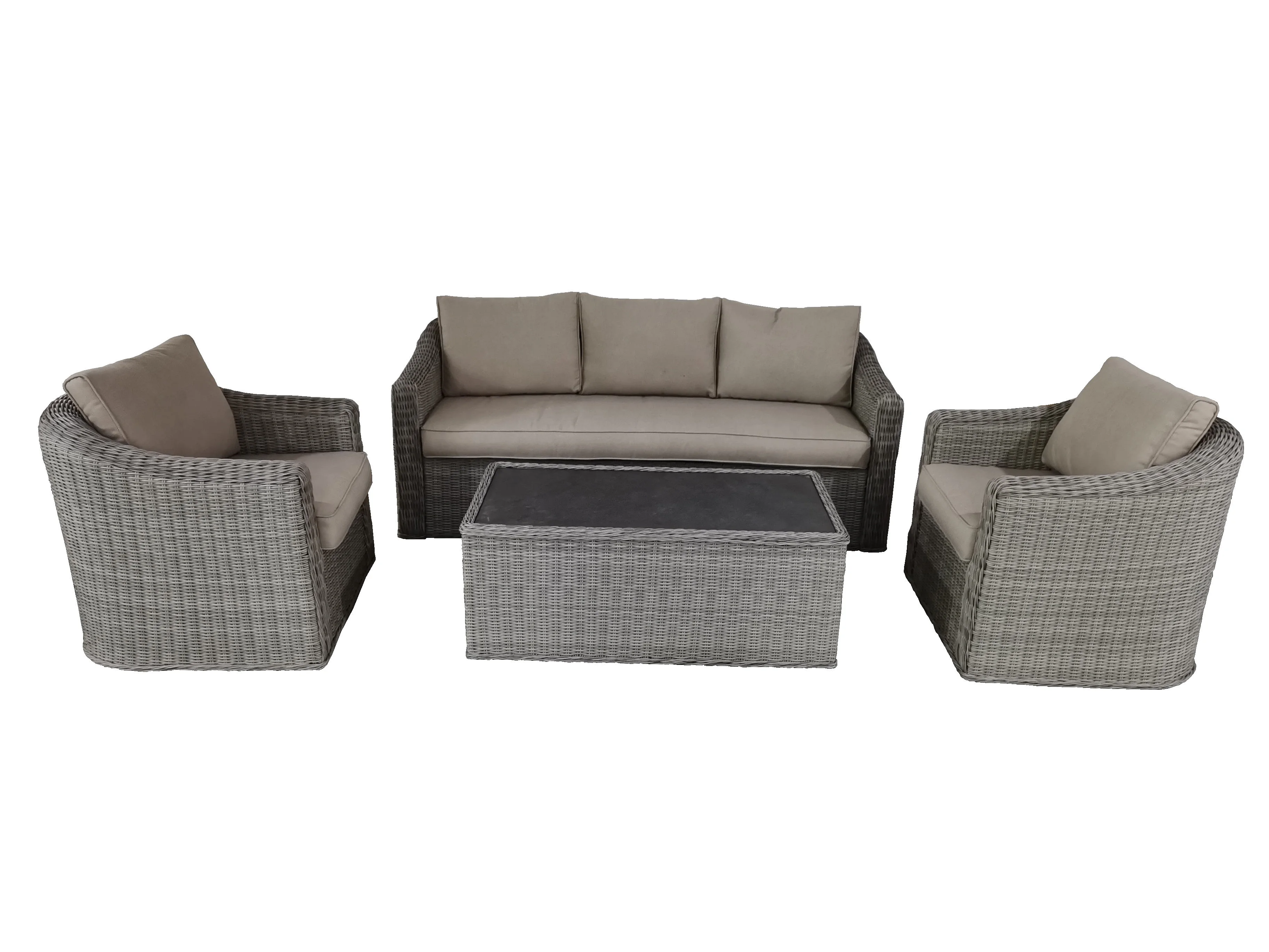 Classic Rattan and Wicker Furniture Set Modern Aluminum Metal Garden Sofa and Table for Hotel Exterior Villa Outdoor Use