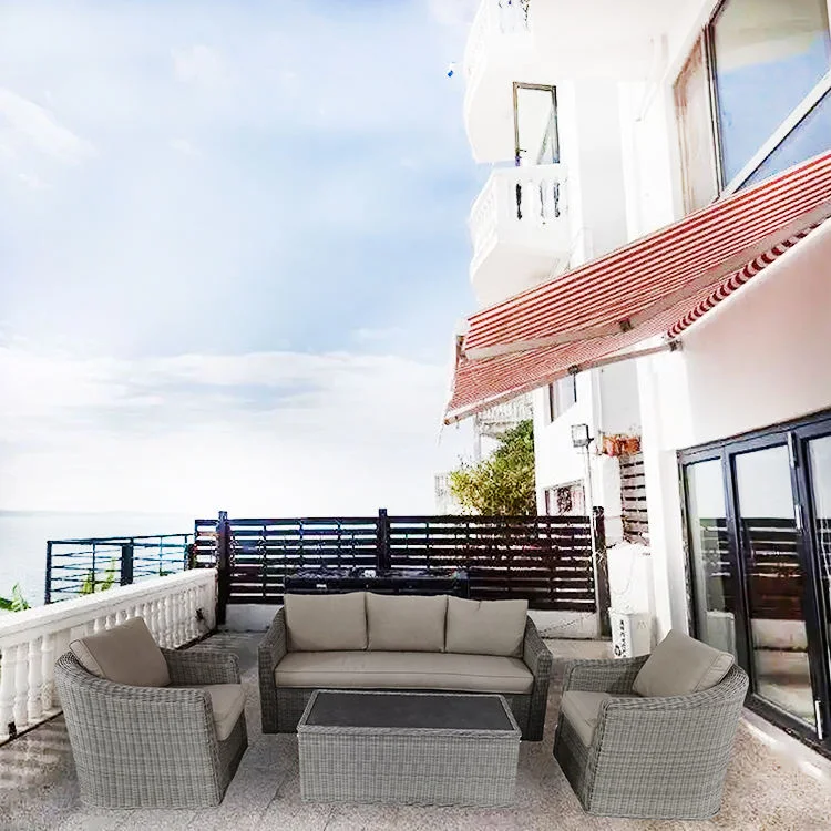 Classic Rattan and Wicker Furniture Set Modern Aluminum Metal Garden Sofa and Table for Hotel Exterior Villa Outdoor Use