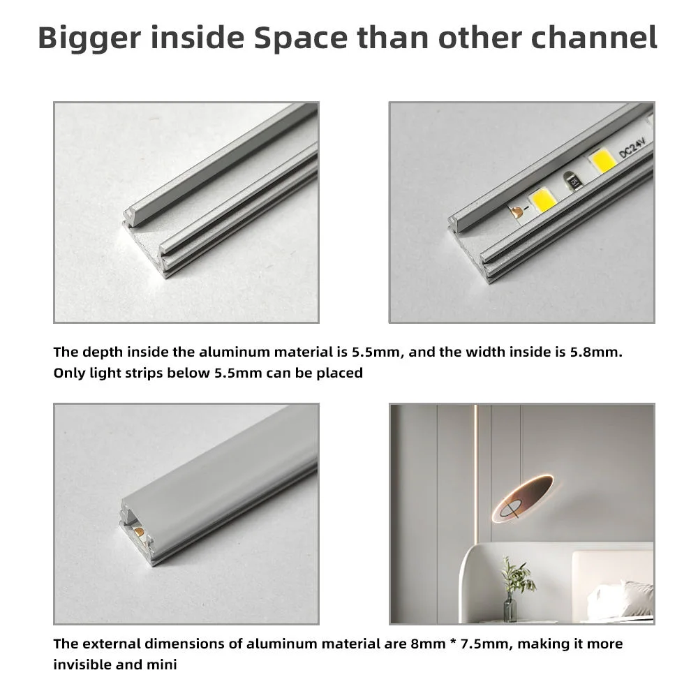 High Quality Alu Extrusion Housing Channel Recessed Surface Corner Mounted Profile Led Strip Lights Cabinet Lamp