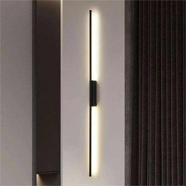 New Minimalist Long Strip Hotel Bedroom Bedside Led Wall Lamp Black Warm Living Room TV Backdrop Led Wall Light