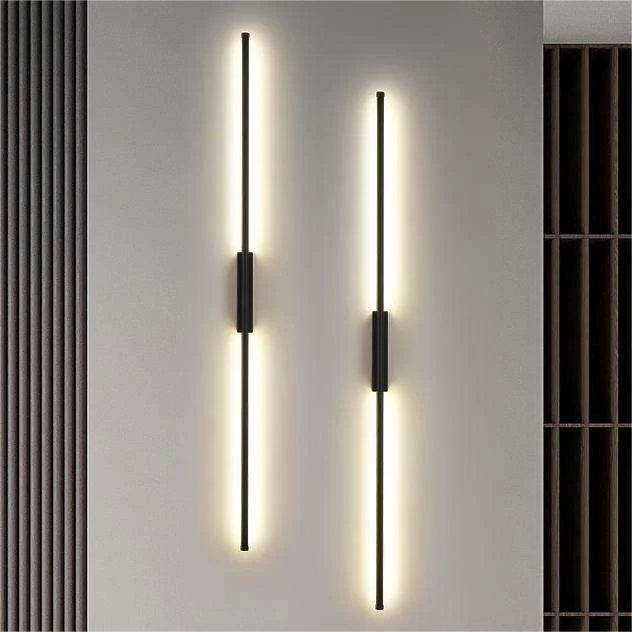 New Minimalist Long Strip Hotel Bedroom Bedside Led Wall Lamp Black Warm Living Room TV Backdrop Led Wall Light