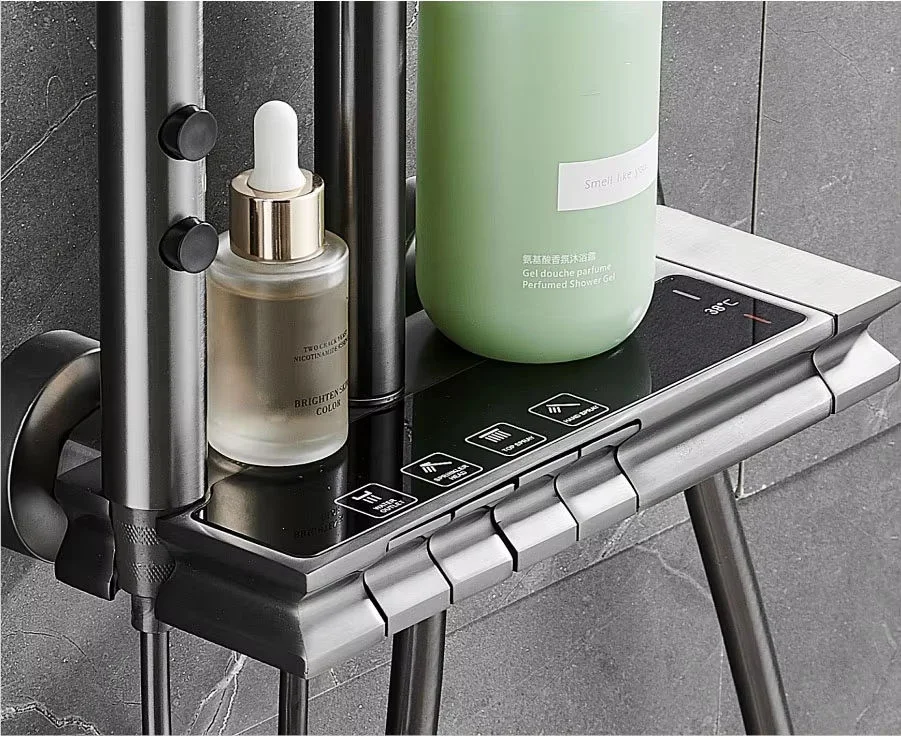 Brass Bathroom Digital Waterfall Wall Mounted Bathroom Shower System Set Rain Piano Smart Massage Shower Set With Thermostat