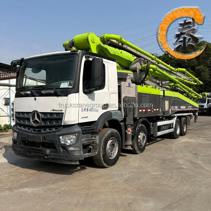 Used 63 Meters Zoomlion Truck Mounted Concrete Pump with Original Paint AROCS Benz Truck's Diesel Power Engine Motor Core