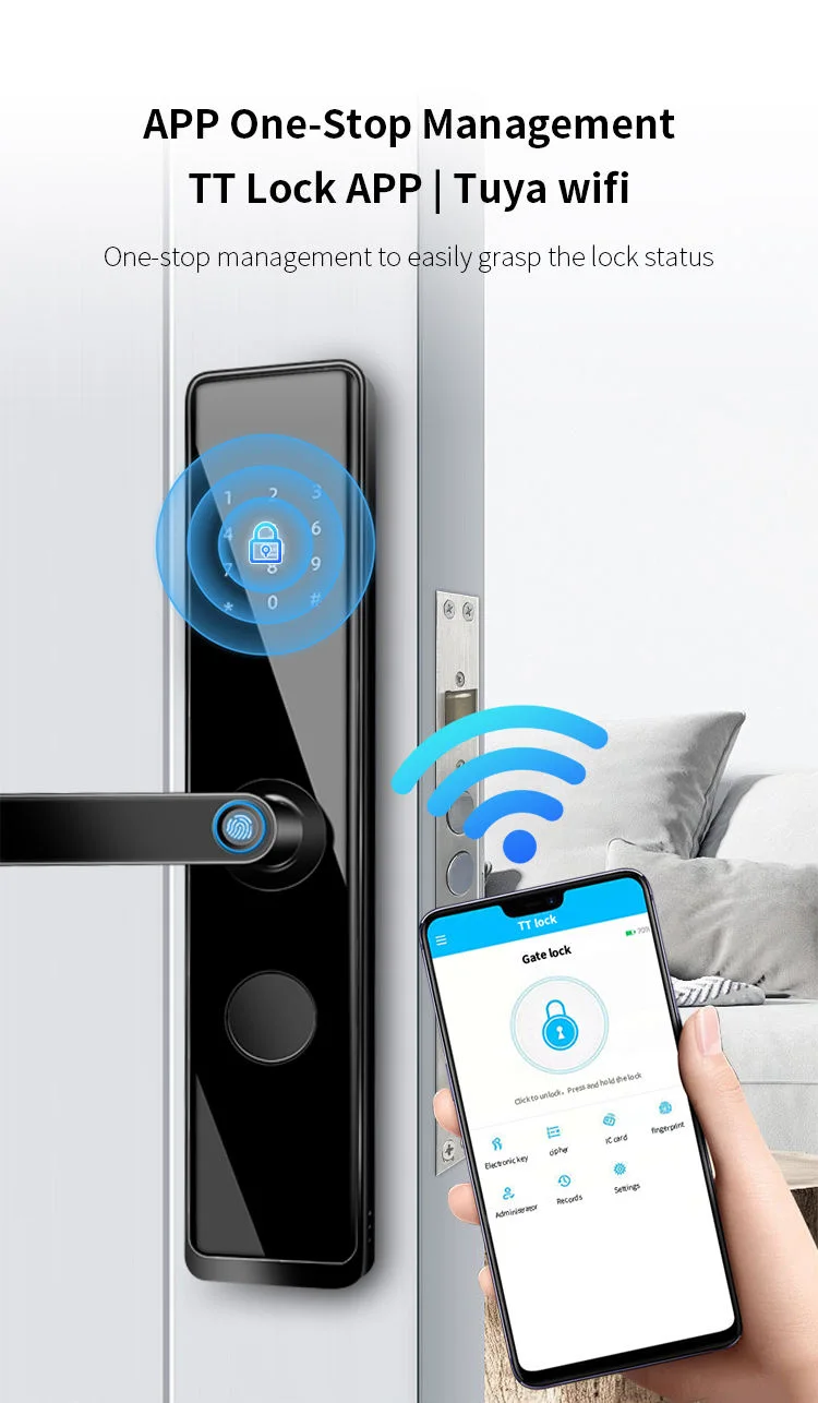 Wholesale Customized Wifi Electronic Keyless Entry Door Tuya Smart Lock With Fingerprint