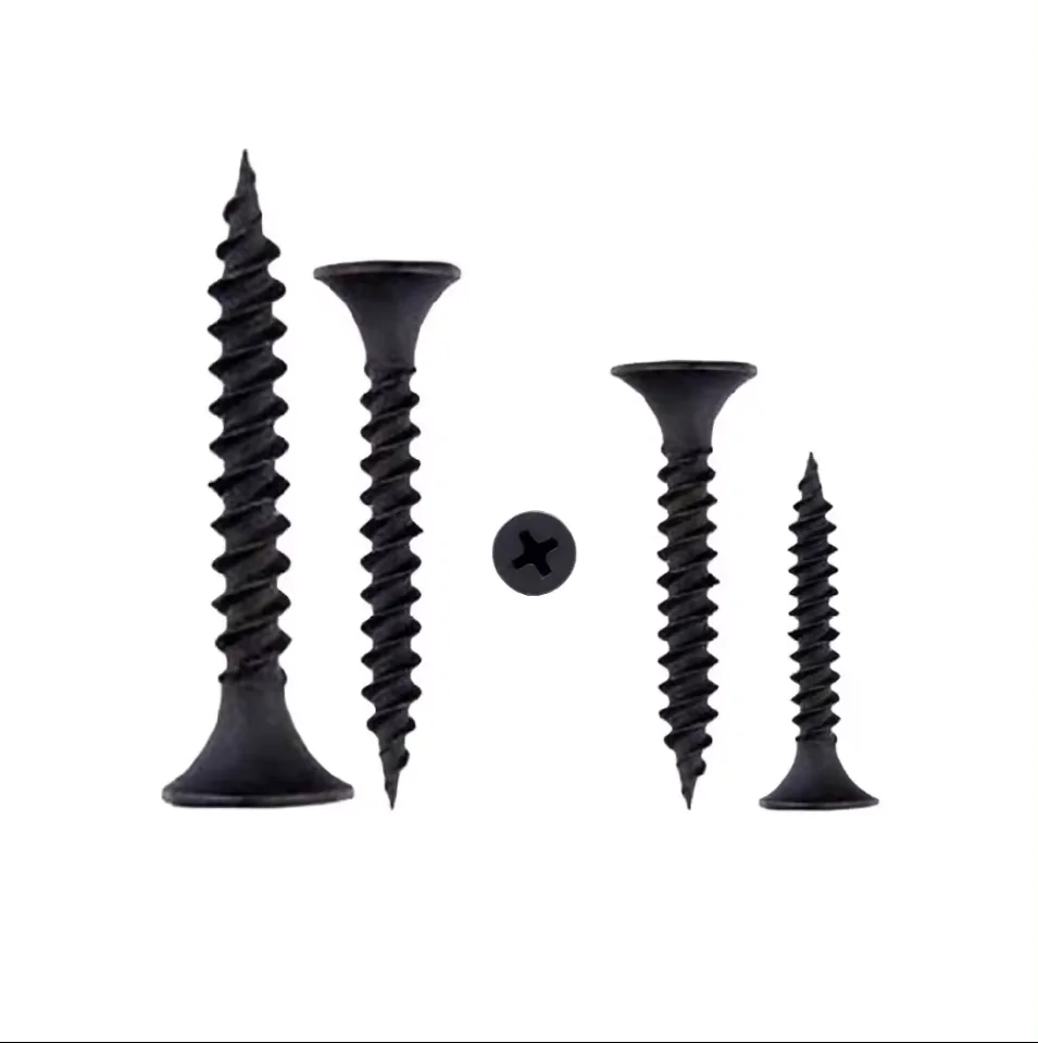 China Factory Direct Sale 20MM 30MM 40MM 50MM 60MM 70MM 80MM 90MM 100MM Hardware Fasteners Black Drywall Screw for Gypsum Board