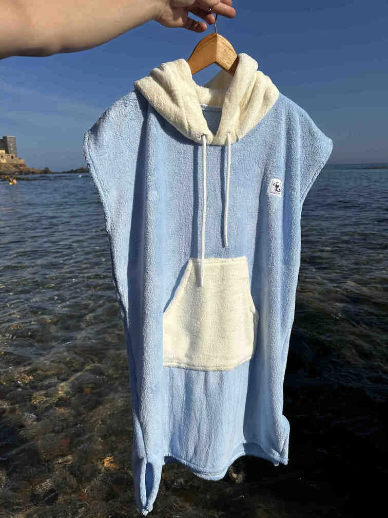 Poncho de plage et piscine (Bleu ET Rose )