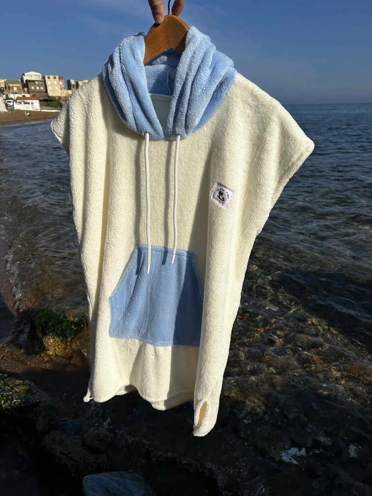 Poncho de plage et piscine (Bleu ET Rose )