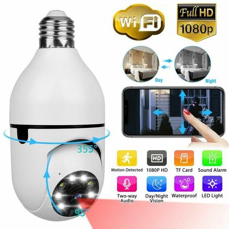 Caméra CCTV de Surveillance panoramique sans fil, 360 Degré, Vision Nocturne 1080P, avec WiFi et carte mémoire