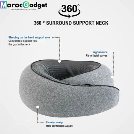 Oreiller de Voyage 360 Mémoire de Forme - Évasion Confort