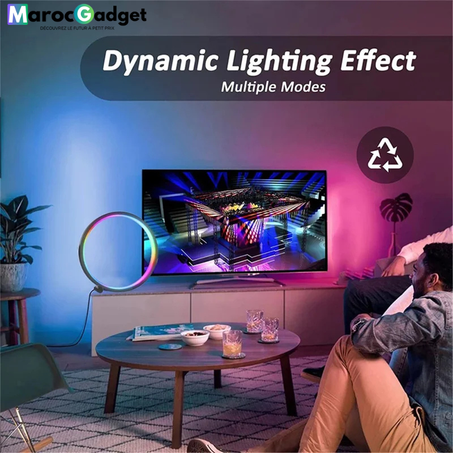 Lampe RGB LED Smart 360° pour Bureau ou Chambre, Télécommande, USB.