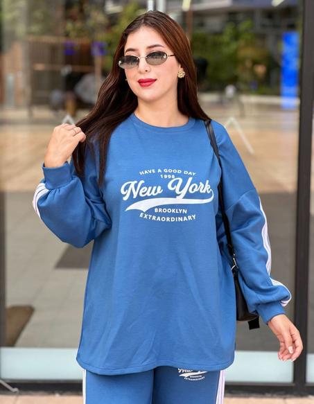 طقم رياضي عصري نسائي بنقشة “New York” – مريح وأنيق ✨