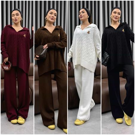 طقم محبوك ناعم مكون من قطعتين