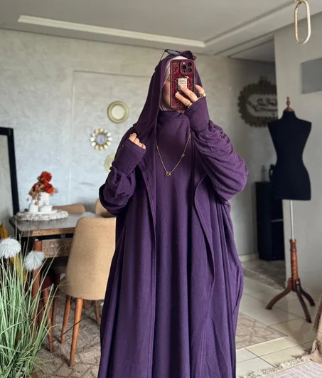 🖤 عباية صوفة بكاب — أنيقة، دافئة