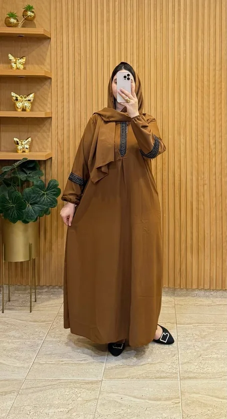 🌙 جديد رمضان | عباية من قطعتين – توب كريب روزا 😍