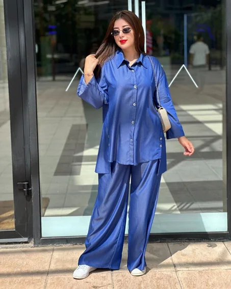 🔥 طقم نسائي أنيق بلمسة ساتان فاخرة