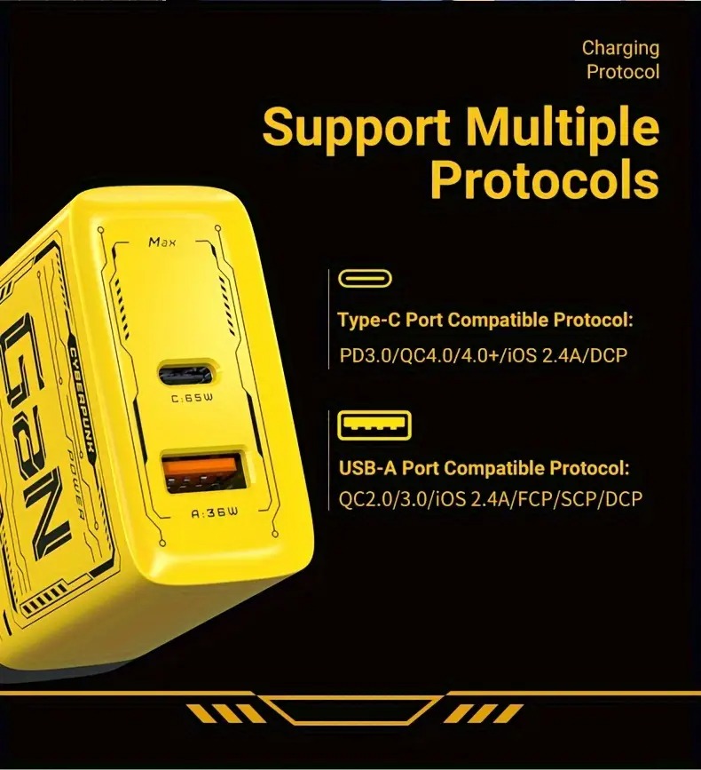 • شاحن USB-C بقوة 120 واط - شاحن سريع GaN مع تقنية PD