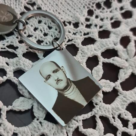 Porte-clés photo personnalisé en acier inoxydable