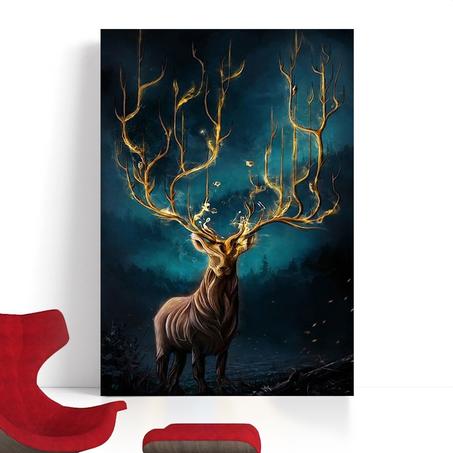 لوحة الأيل الذهبي بالقرون المتوهجة