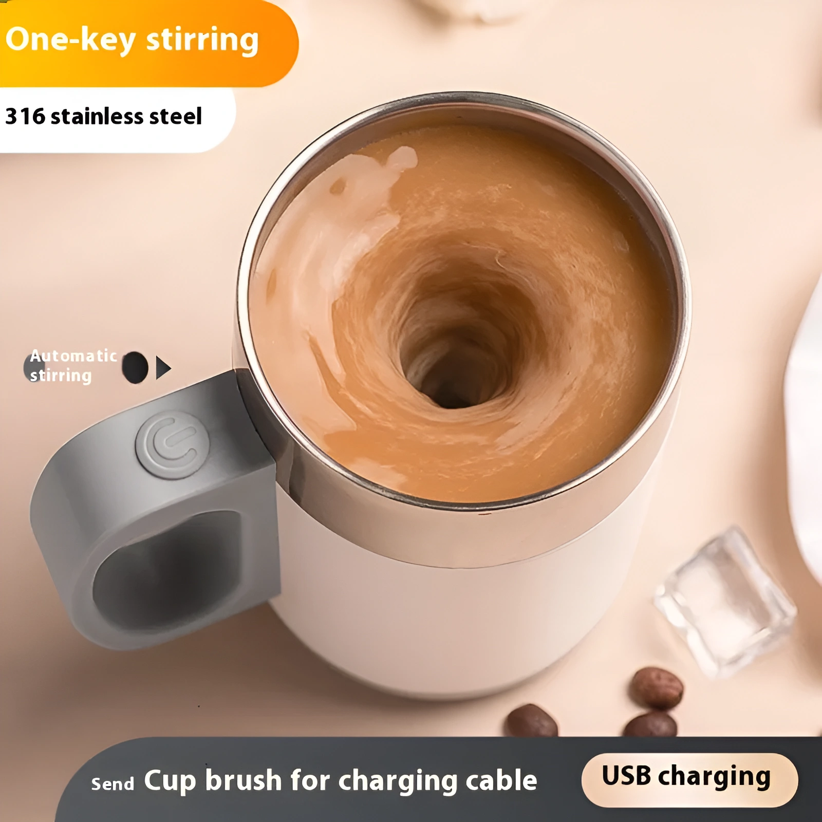 Tasse à café électrique à mélangeur automatique  portable avec fonction de charge