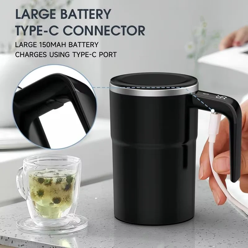 Tasse à café électrique à mélangeur automatique  portable avec fonction de charge