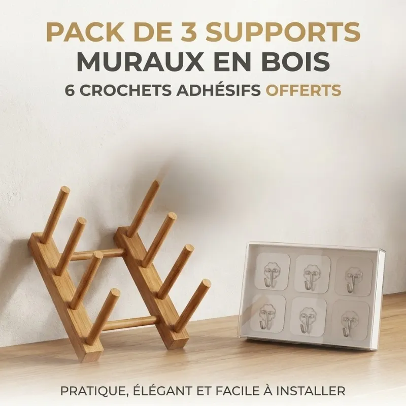 Support à livres en bois (Pack : 3 pièces)