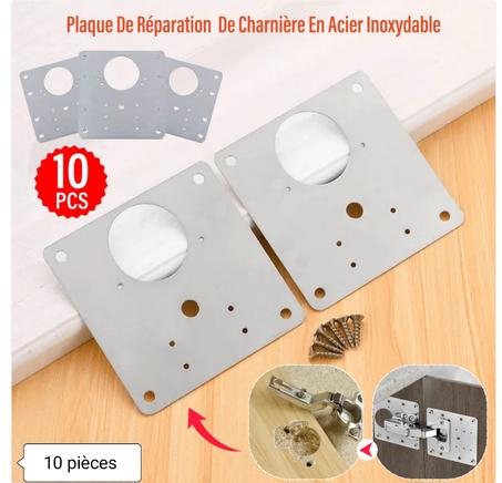PACK  DE 10 PLAQUES DE RÉPARATION DE CHARNIÈRE MEUBLES