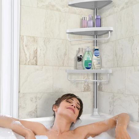 Étagère d'angle de salle de bain télescopique à 4 niveaux