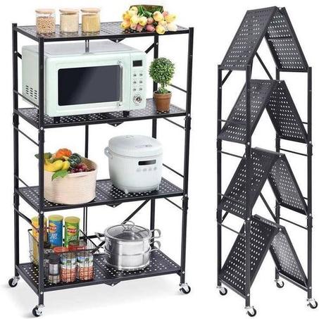 Étagère de rangement à 4 niveaux avec roulettes