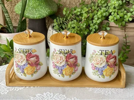 طقم 3 قطع للقهوة والشاي والسكر