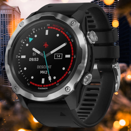 ساعة ذكية ديسينت Mk2 من جارمين، فضي/ اسود