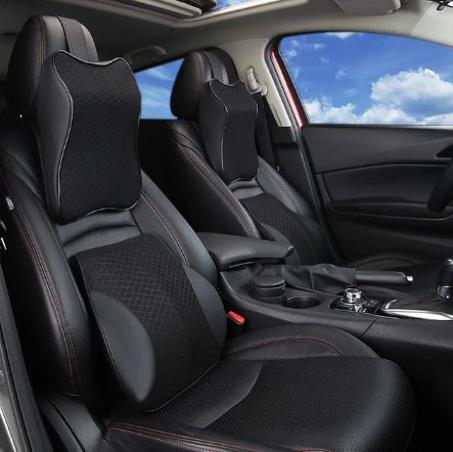 Car Lumbar Pillow 2pcs Black