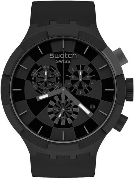 سواتش ساعة كوارتز بسوار من السيليكون، اسود، ساعة كاجوال 20 (الموديل: SB02B400), اسود, عصري
