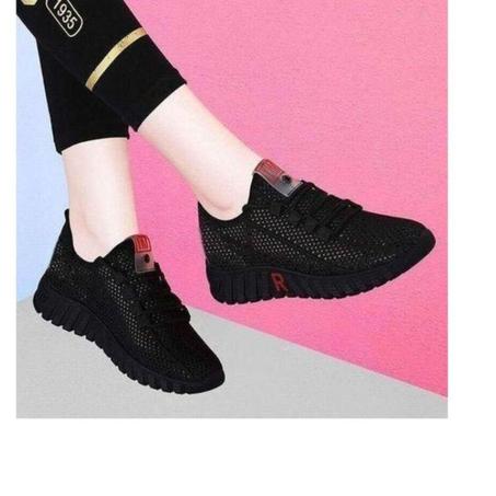 FUXING FASHION Baskets De Sport Pour Femme Chaussures Noir